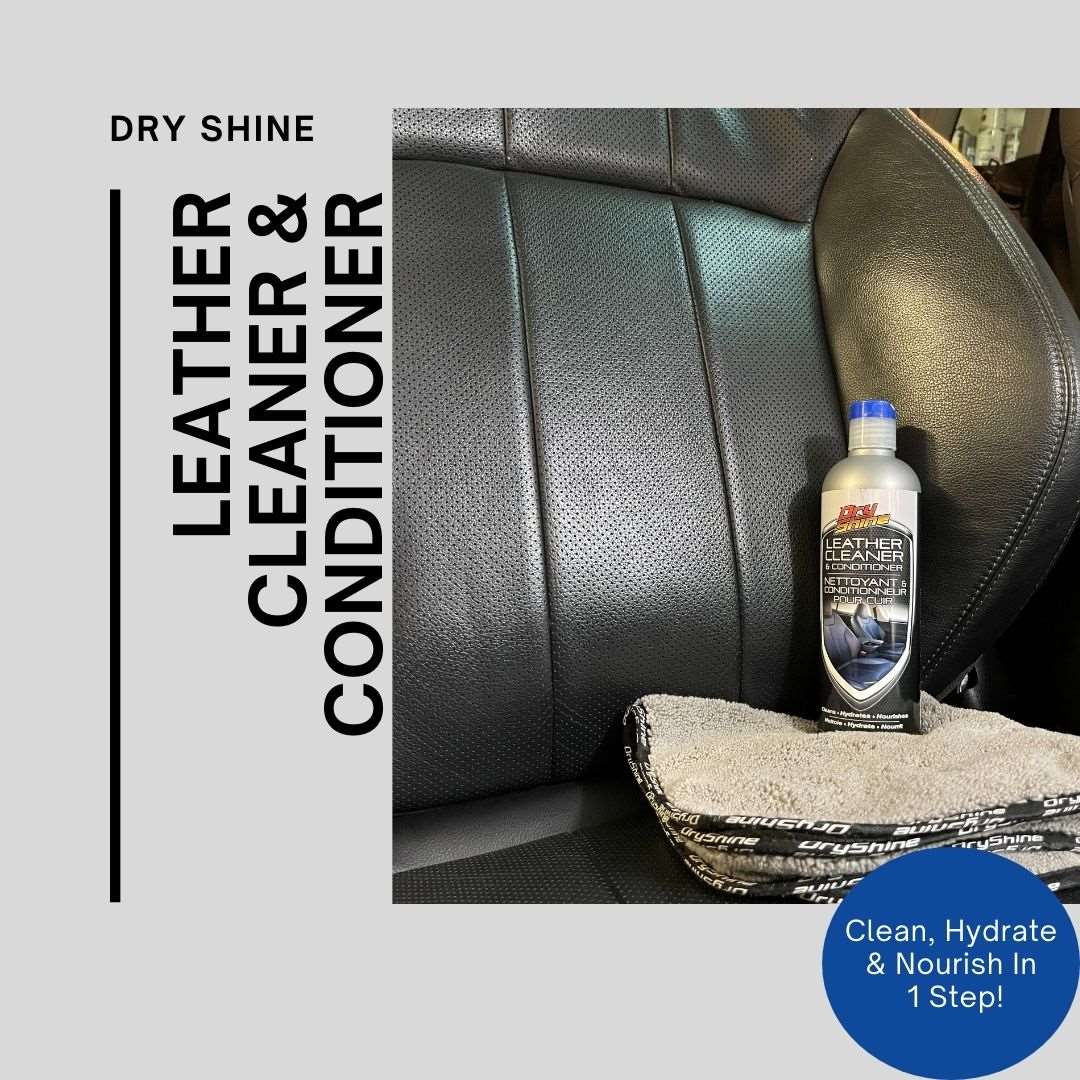 Dry Shine Leather Cleaner and Conditioner 2 Pack Plus 2 Dual Pile Microfiber Towels/Premium Car Leather Seat Cleaner and Conditioner/Car Interior